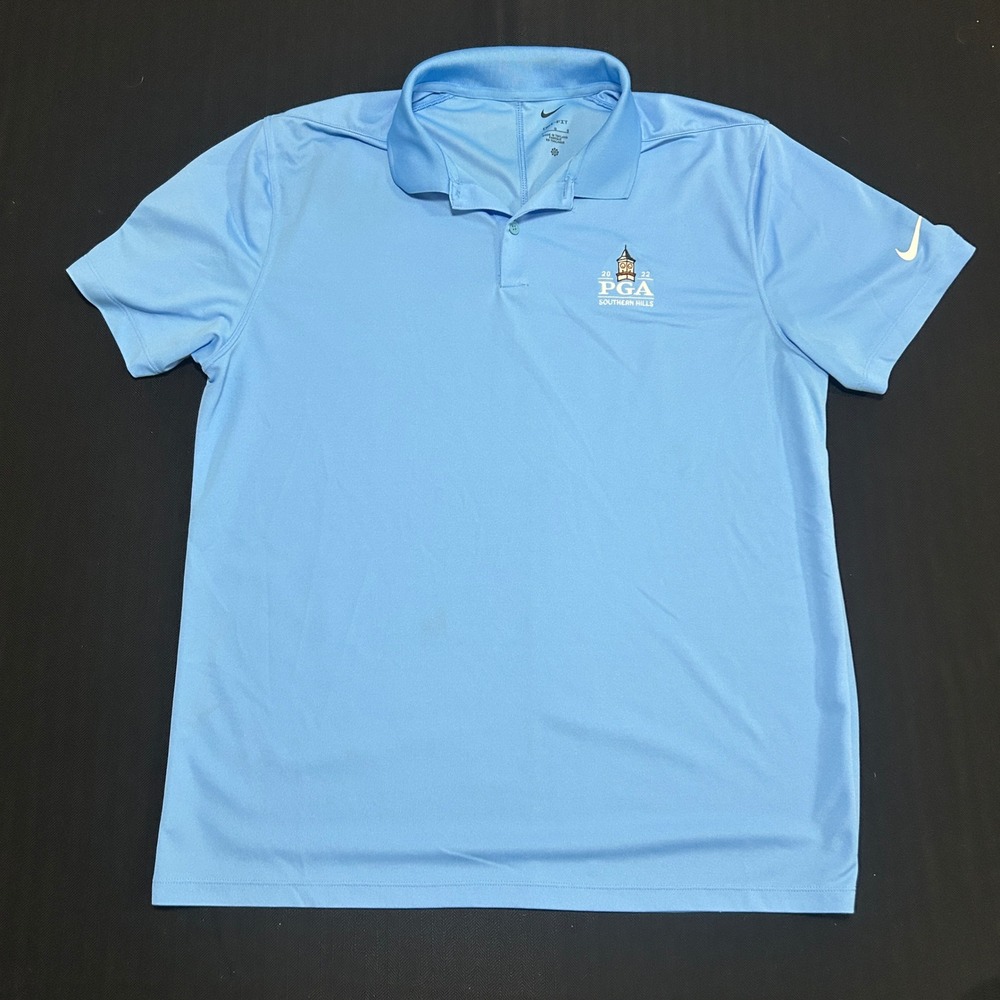 Nike Mens 2022 PGA Southern Hills Dri-FIT Polo Shirt Blue Large Golf Collared